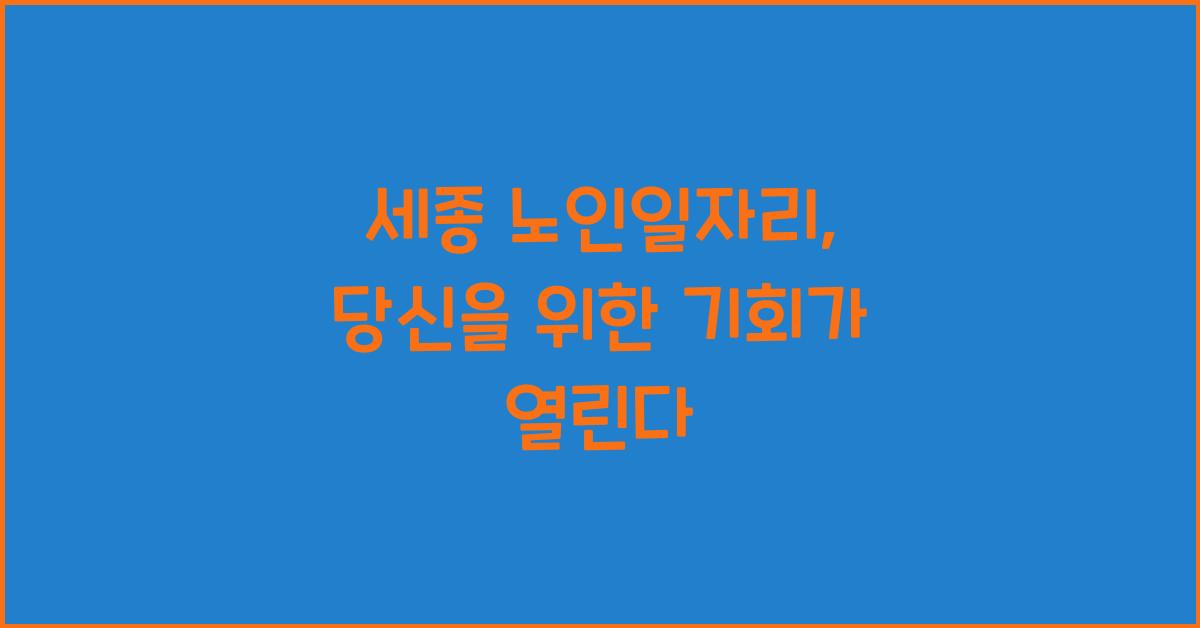 세종 노인일자리