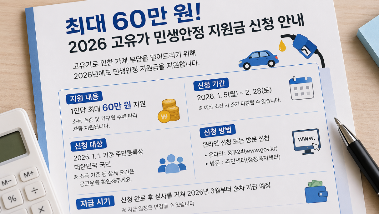 2026 고유가 민생안정 지원금 신청 조건 기간, 최대 60만원 100% 받는 법