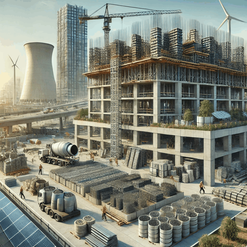 친환경 철근콘크리트 기술로 건물을 짓고 있는 이미지
