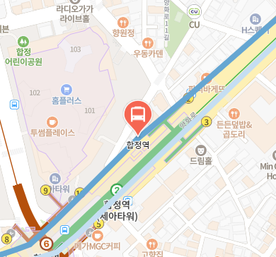 합정역에서 인천공항 리무진 공항버스(6002번) 지도 위치