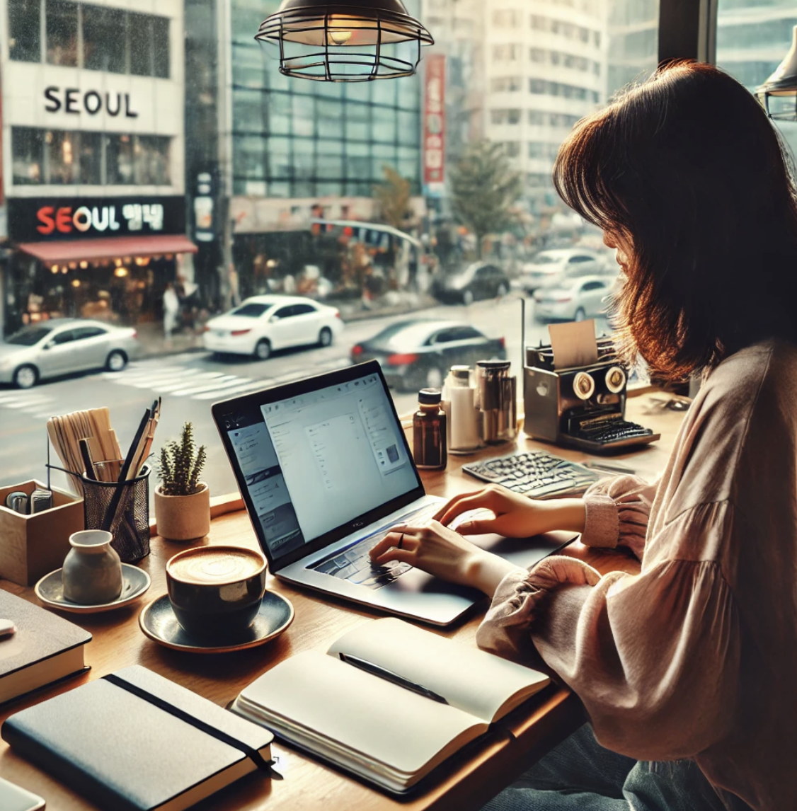 프리랜서작가의 작업하는 모습