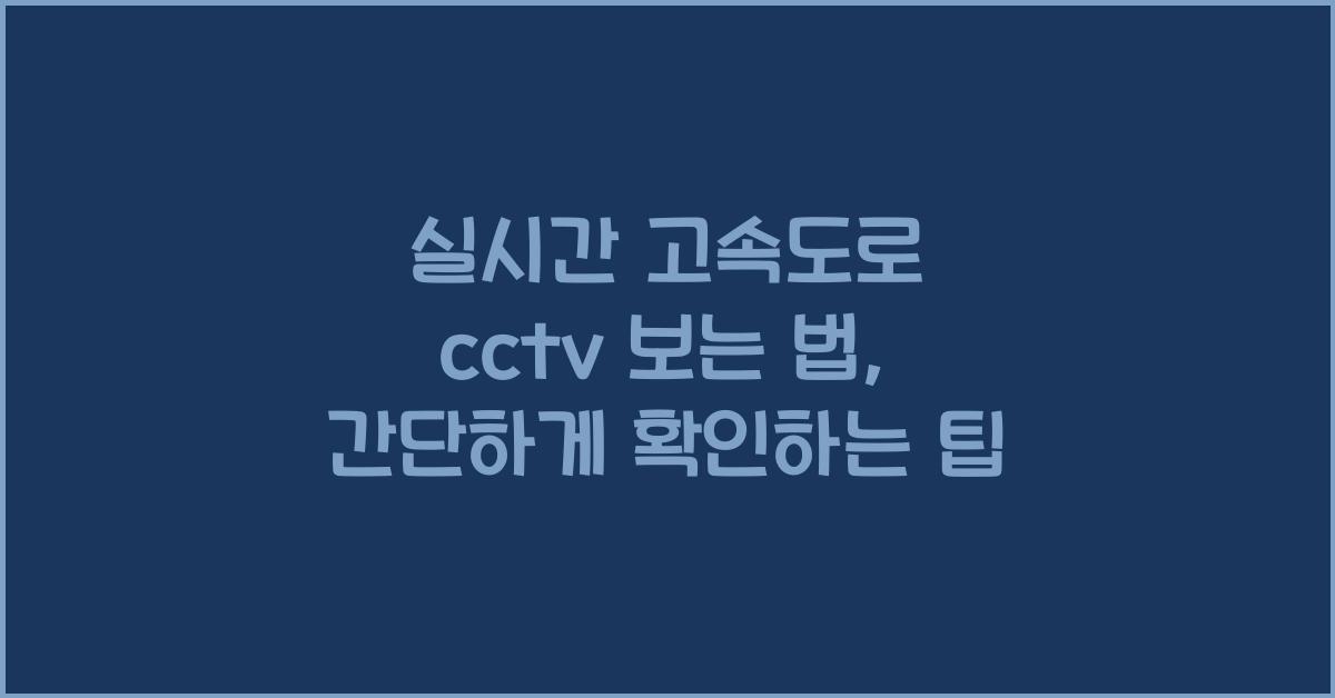실시간 고속도로 cctv 보는 법