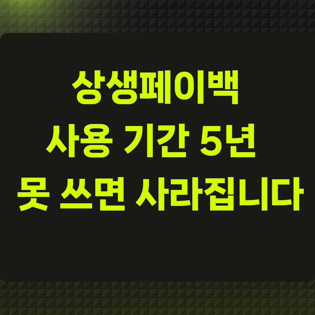 상생페이백 사용 기간, 5년 안에 못 쓰면 사라집니다