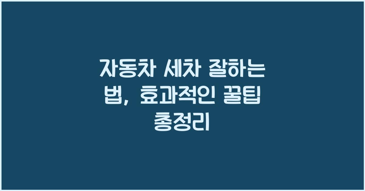 자동차 세차 잘하는 법