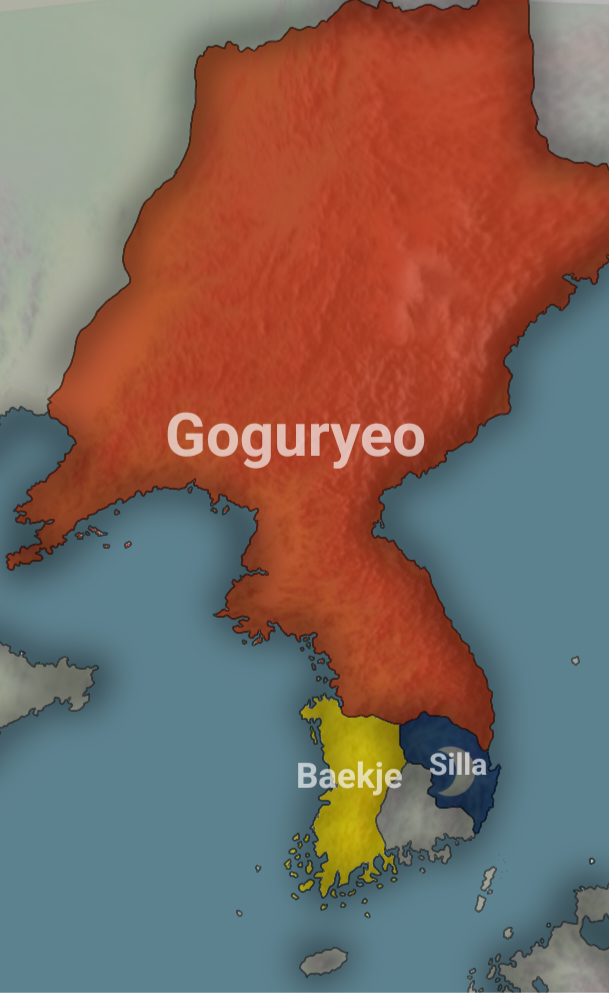 삼국시대 고구려 백제 신라의 위치와 영역을 보여주는 지도