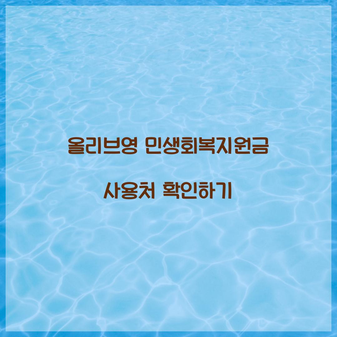 올리브영 민생회복지원금