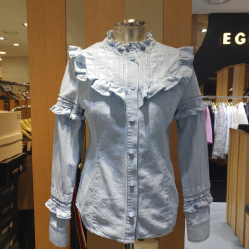 에고이스트 핀턱러플데님블라우스 EP1DB660