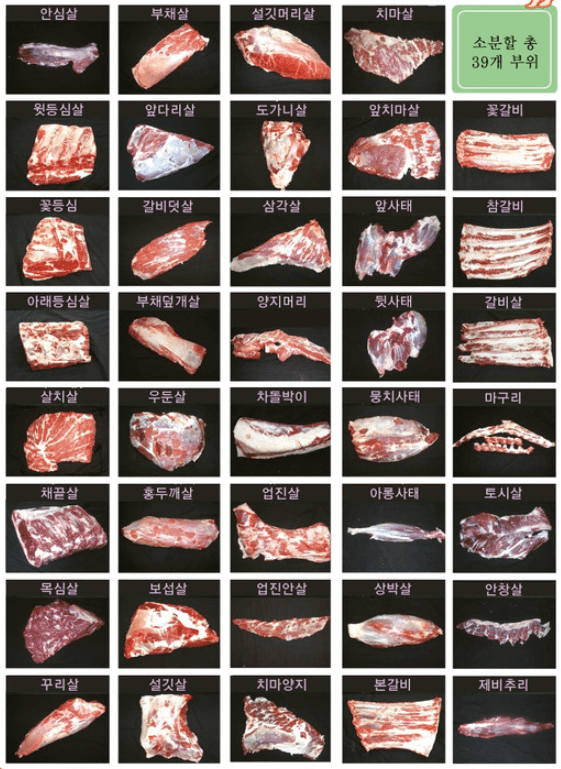 소고기 부위별 명칭과 용도