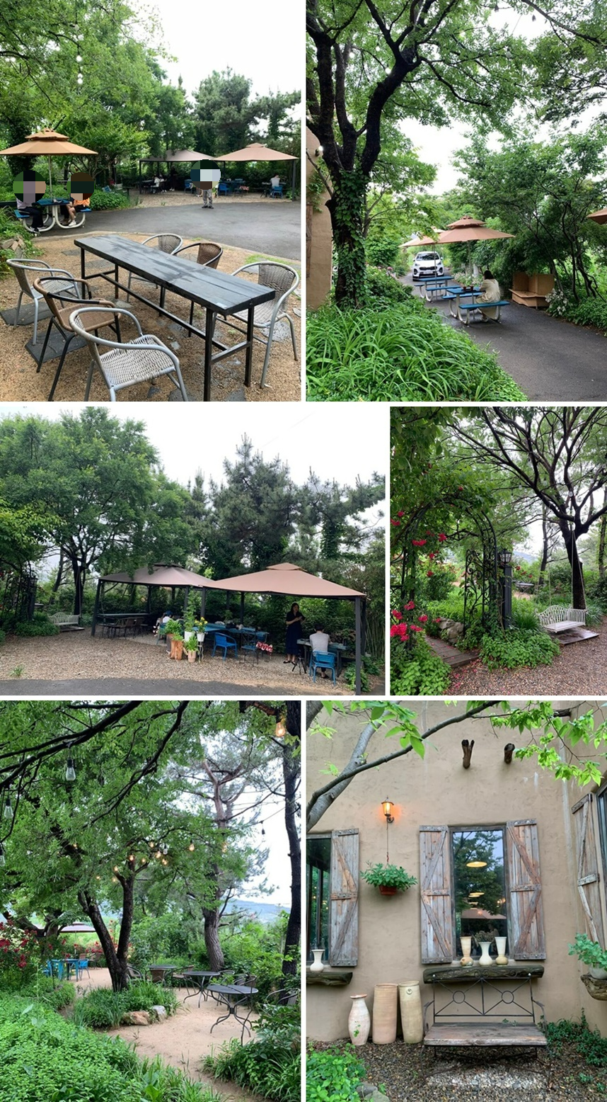 야외의 자리 및 조경