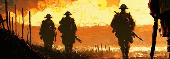 전쟁을 하고 있는 군인들을 찍은 사진