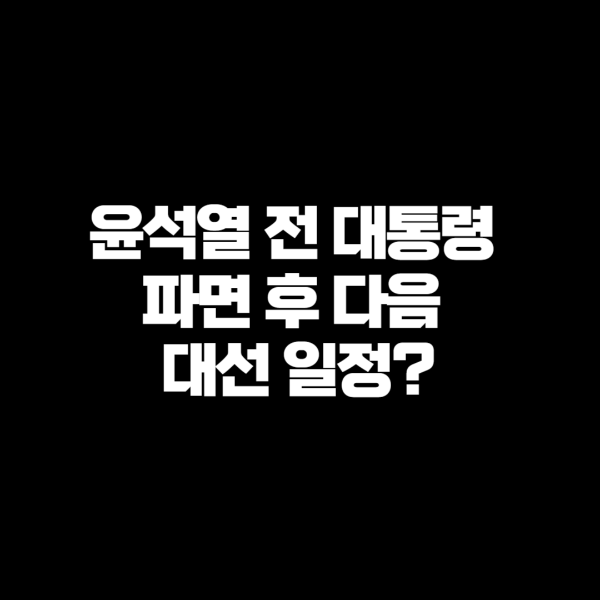 윤석열 전 대통령 파면 후 다음 대선 일정