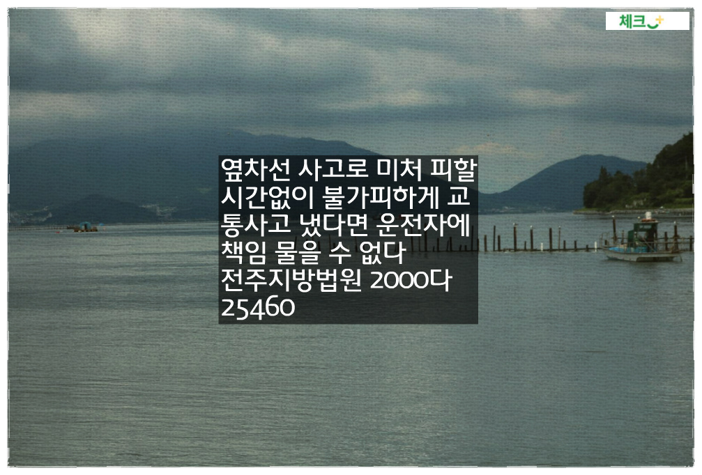 옆차선 사고로 미처 피할시간없이 불가피하게 교통사고 냈다면 운전자에 책임 물을 수 없다