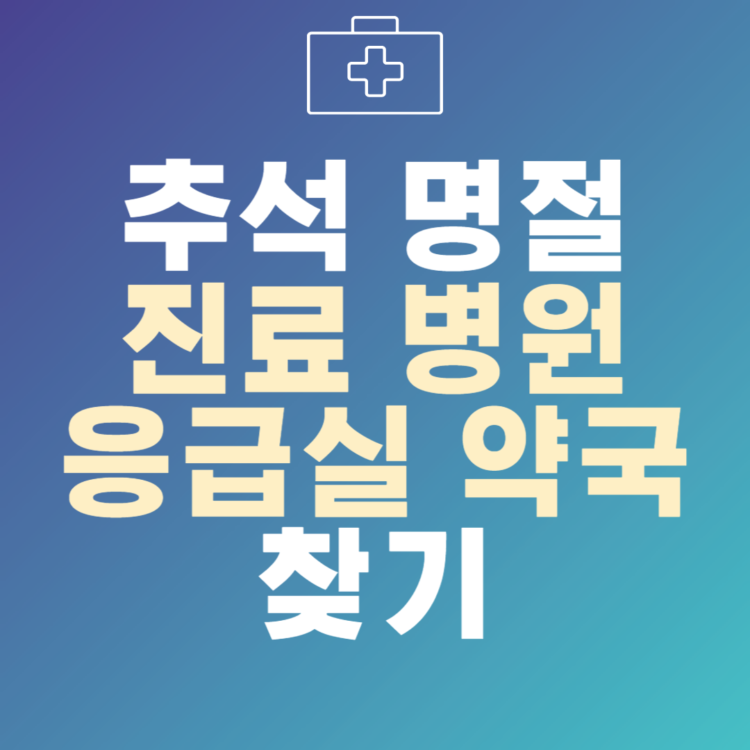 추석 연휴 명절 진료병원 응급실 약국 찾기