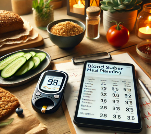 혈당기와 혈당체크표가 있는 사진