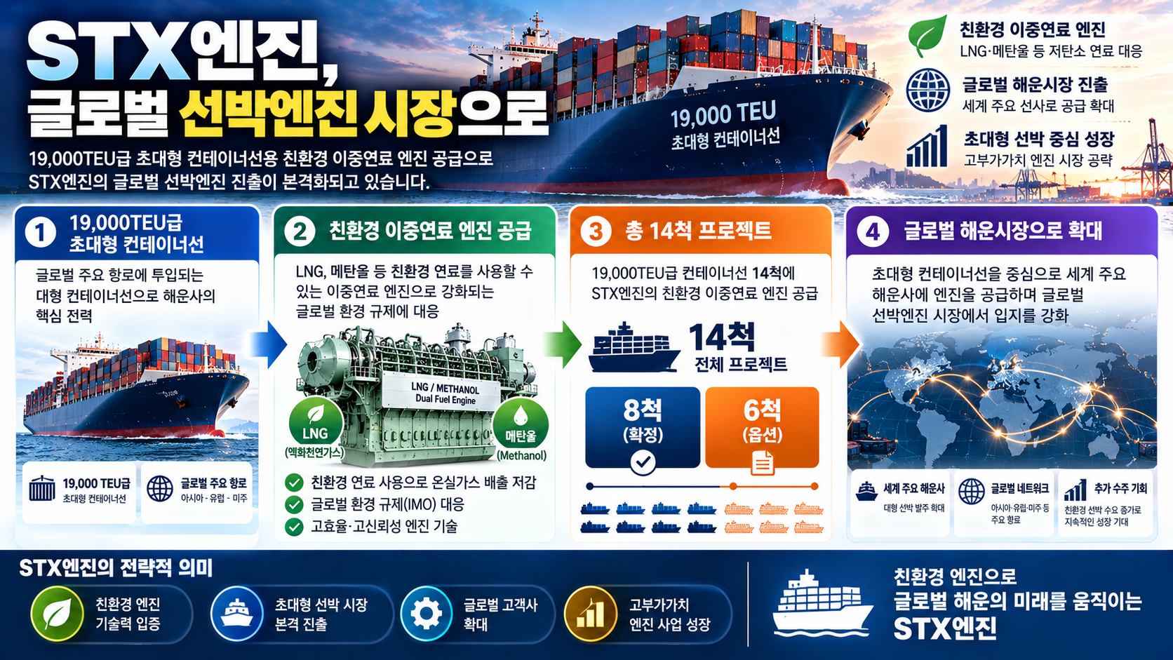 STX엔진 19000TEU 머스크 컨테이너선 친환경 엔진 공급 프로젝트