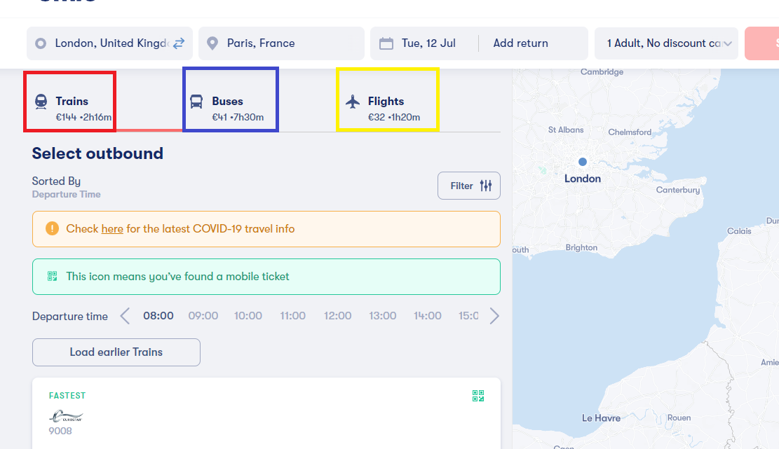 유럽 자유여행 필수, 기차 버스 버스 비행기 페리까지 한 번에 검색하는 방법 + 추가 10유로 할인쿠폰