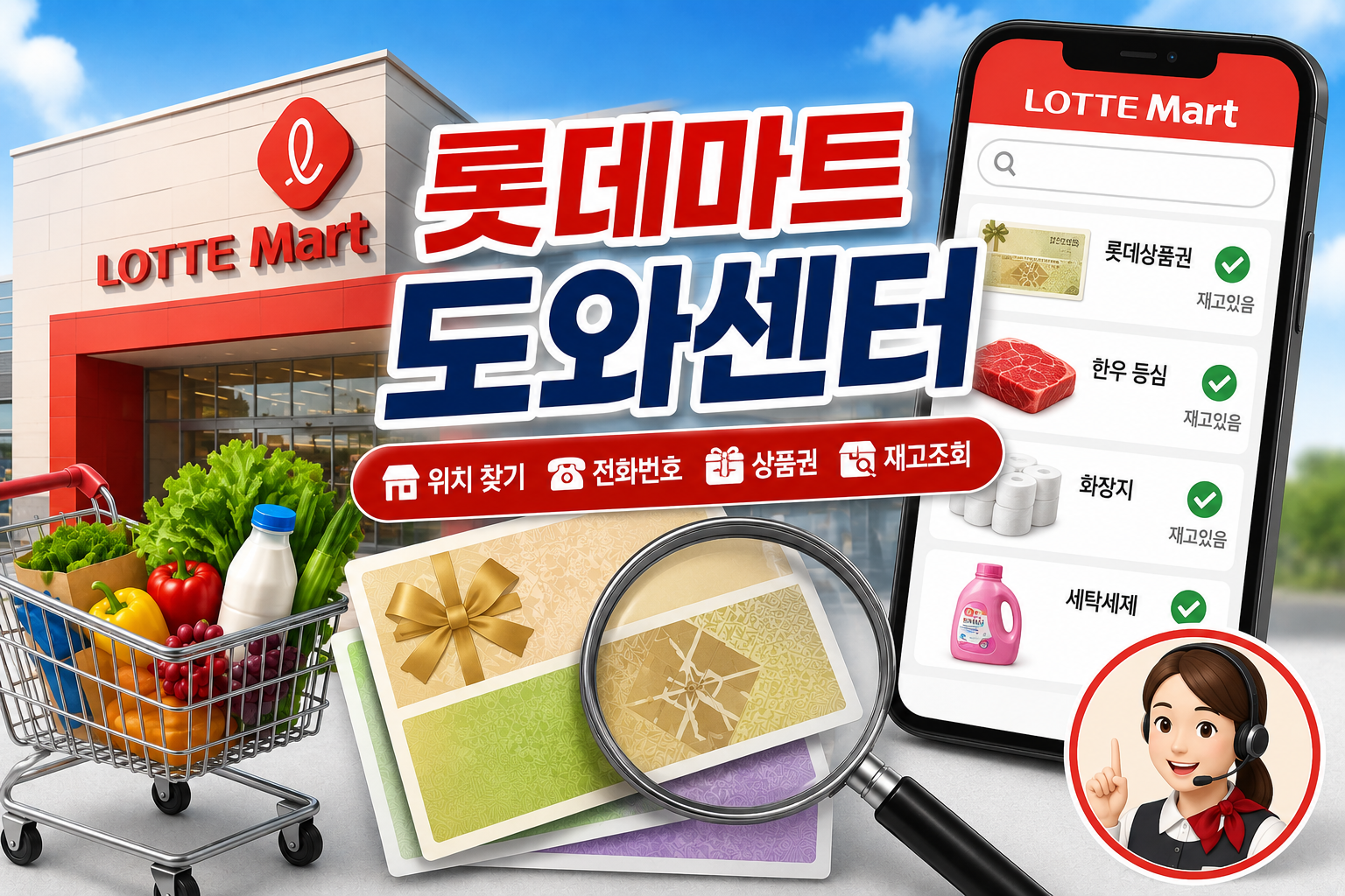 롯데마트 도와센터 재고조회 방법 총정리|상품권·전화번호·지점 위치 한눈에 관련 사진