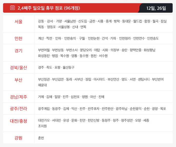 3월 홈플러스 휴무일