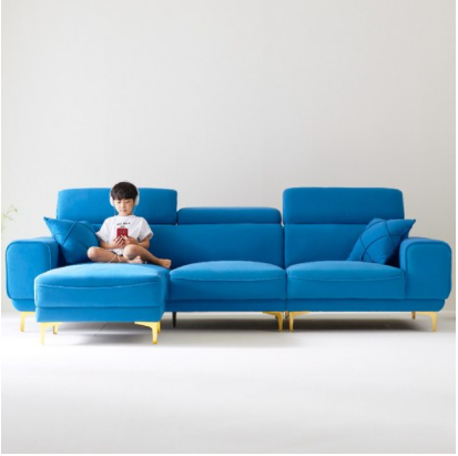 웰퍼니쳐 오로라 아쿠아텍스 패브릭 3인용 4인용 소파 이지클린, 로얄블루, 오로라4인+스툴