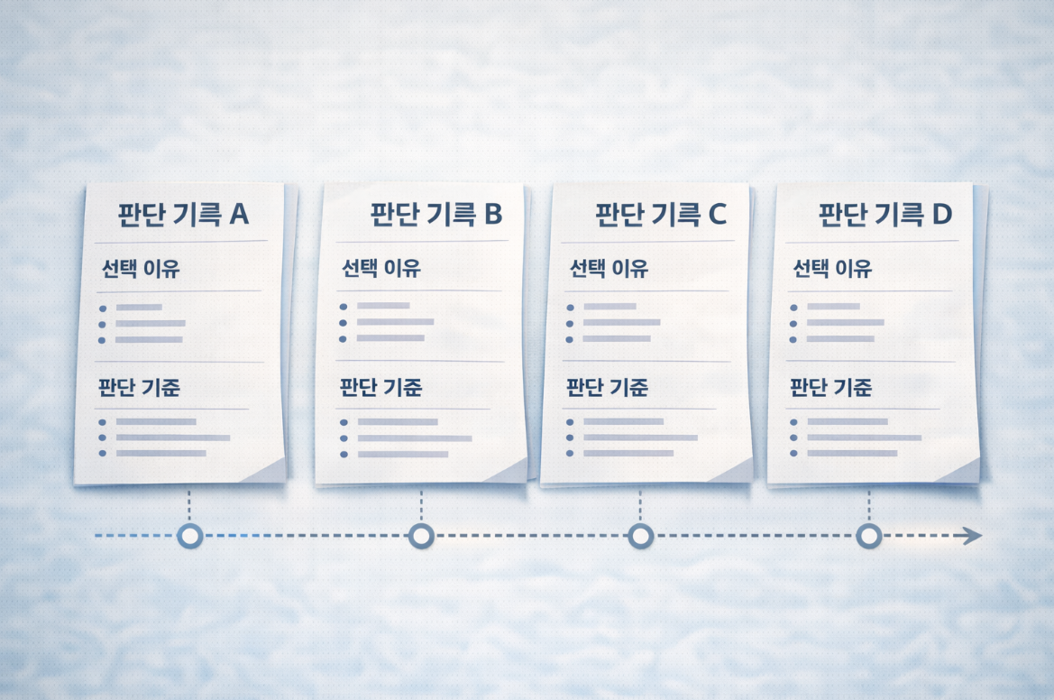 시간 순서로 축적된 판단 기록 구조 이미지