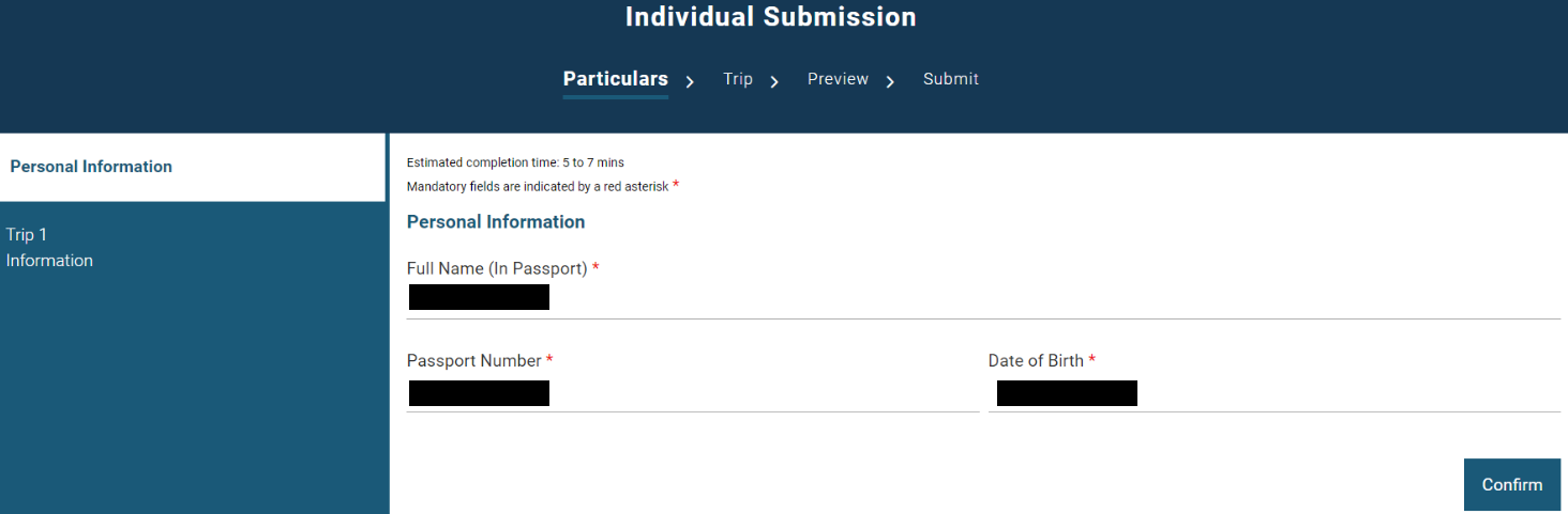 SG ARRIVAL CARD 작성