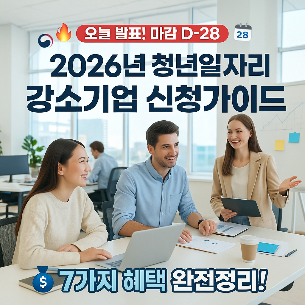 2026년 청년일자리 강소기업 신청,혜택 완전정리 (출처 : 고용노동부,중소벤처기업부업 )