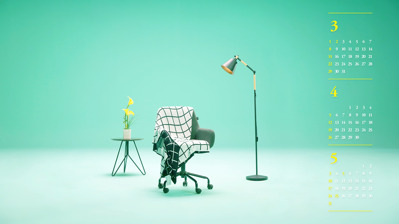 11 민트색 스튜디오 B - 2026년4월 달력배경화면