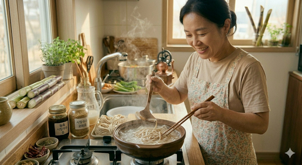 국수 삶는 여자