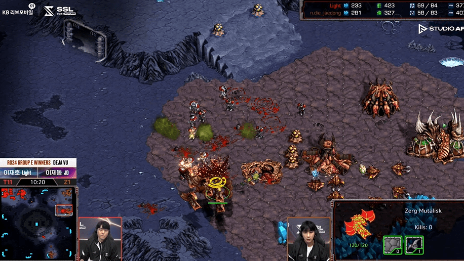 SSL 스타리그 24강 E조 승자전 저그앞마당공격1
