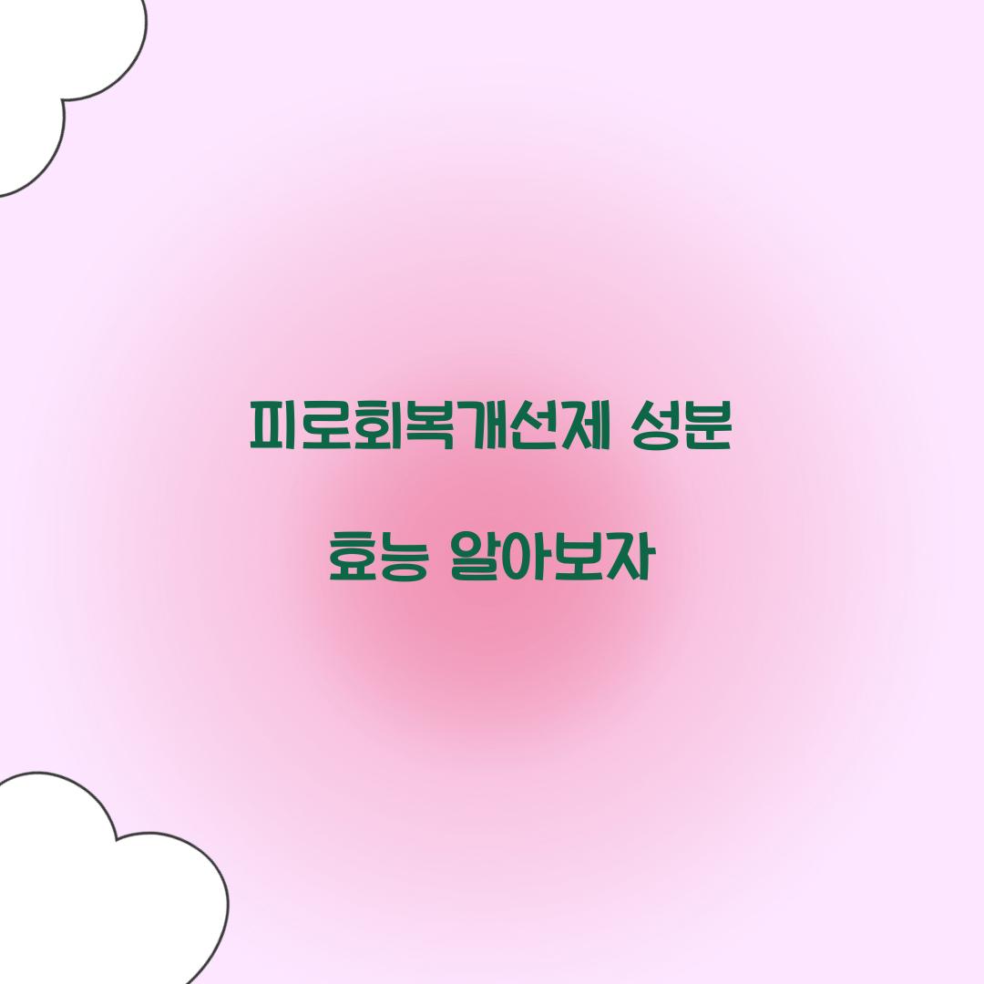 피로회복개선제 성분 효능