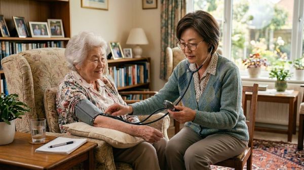 가정에서 건강 체크하는 모습