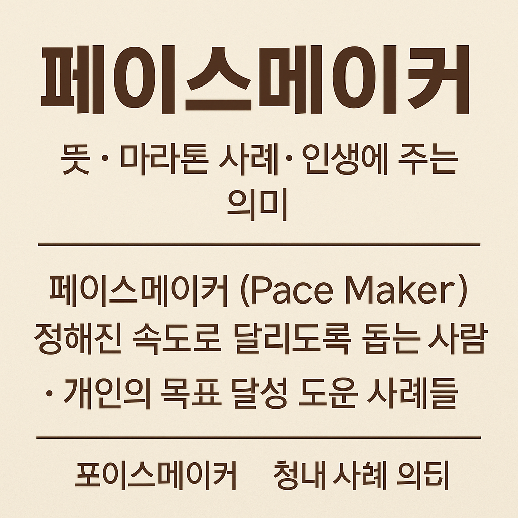 “페이스메이커 뜻, 달리기에서 인생까지! 마라톤 용어와 실제 사례 총정리”