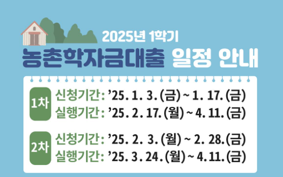 2025 농촌출신 대학생 학자금대출: 일정, 조건, 신청 방법, 혜택 총정리
