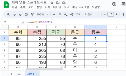 등수-함수-사용