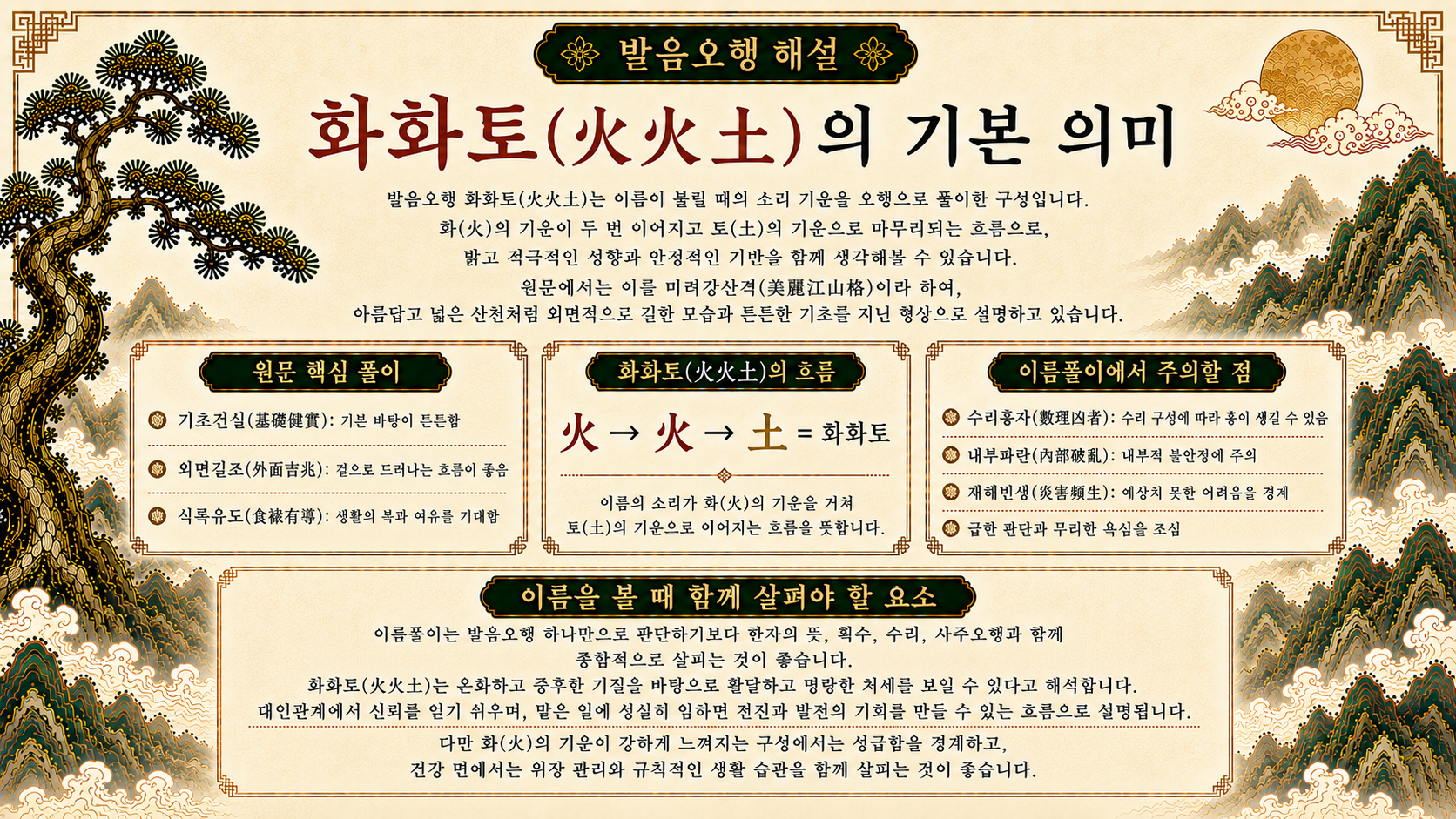 양산작명원 누리작명소 화화토 발음오행 기본 의미와 이름풀이 해설