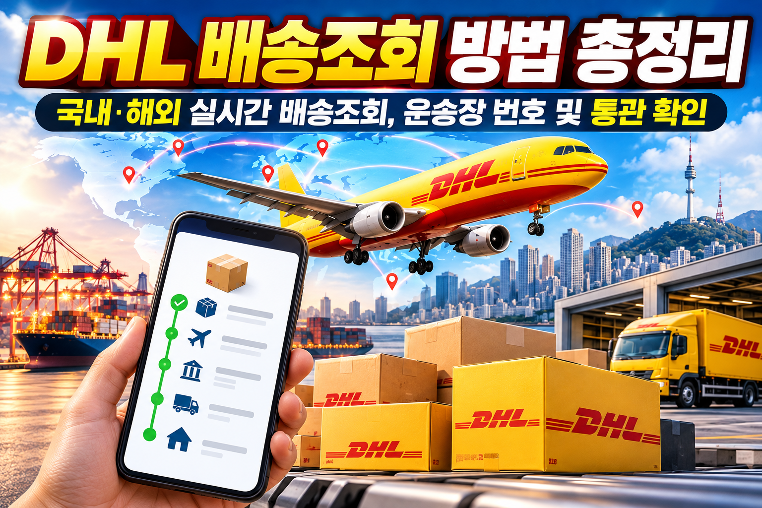 DHL 배송조회 방법 총정리｜국내&middot;해외 실시간 배송조회, 운송장 번호 및 통관 확인 관련 사진