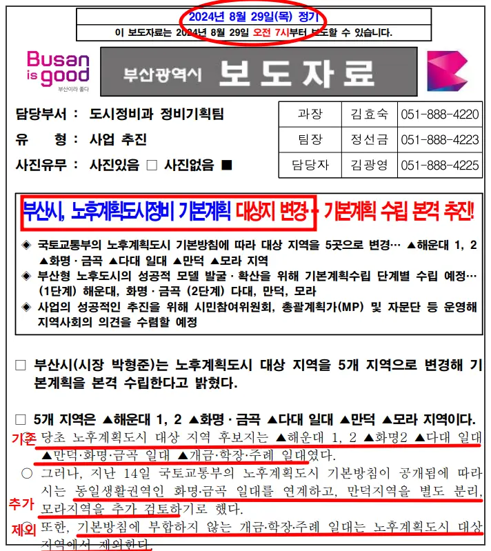 부산광역시-노후계획도시특별법-보도자료