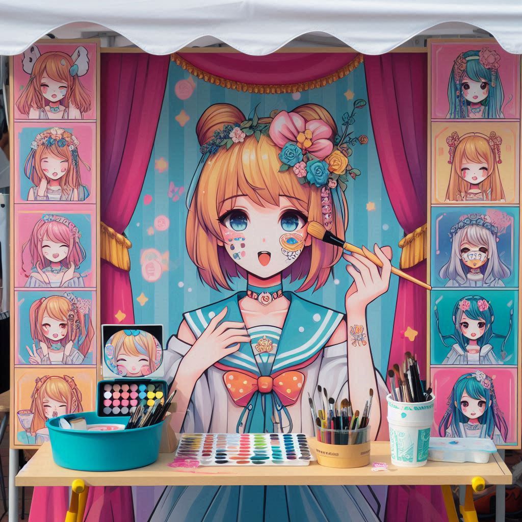 페이스페인팅 셀프로 그리는 모습