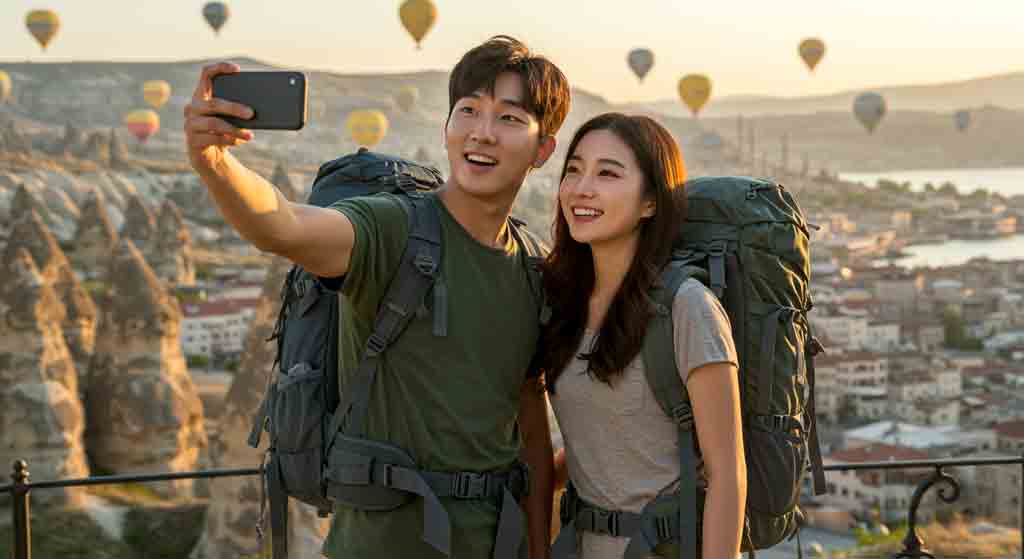터키 배낭여행하는 젊은이들 사진