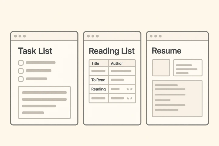 Notion 템플릿 미리보기(Task, 독서, 이력서)
