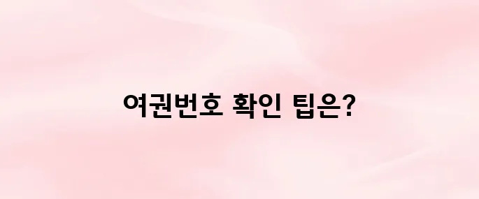 여권번호조회 및 미성년자 여권번호 조회 방법