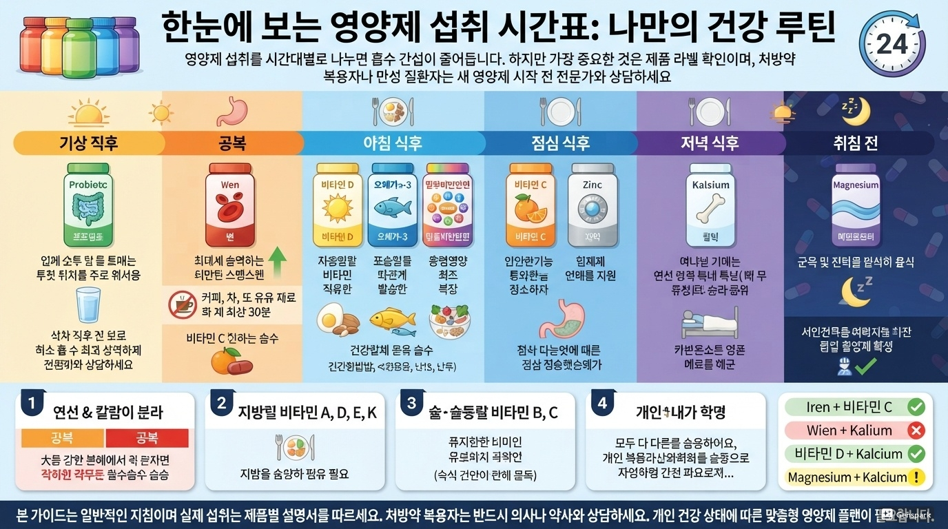 하루 영양제 복용 순서 한눈에 정리