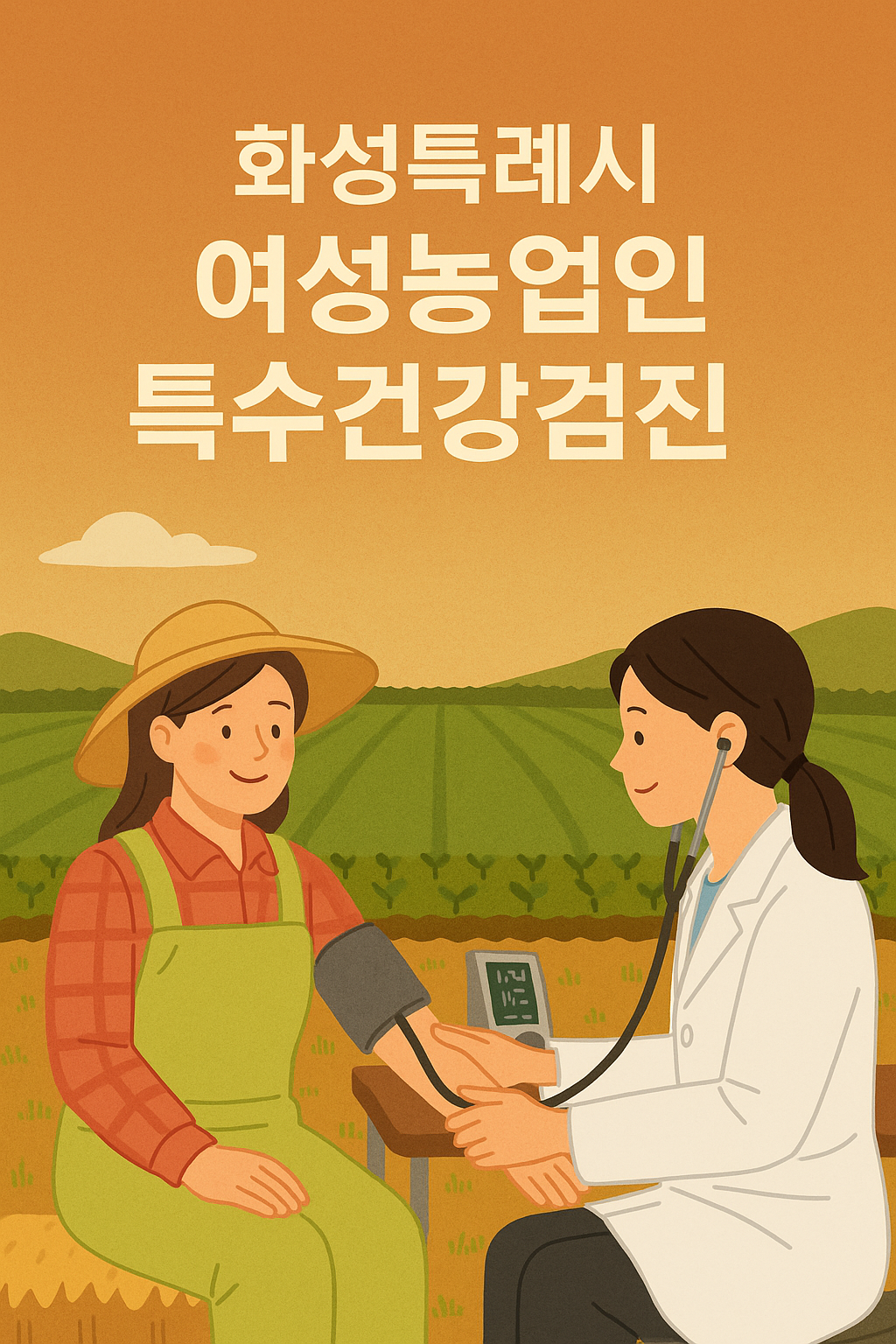 “화성특례시 여성농업인 특수건강검진 현장 – 의료진이 여성농업인의 건강을 살피는 모습”