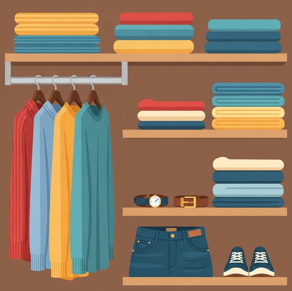 자주 입는 옷 배치된 옷장