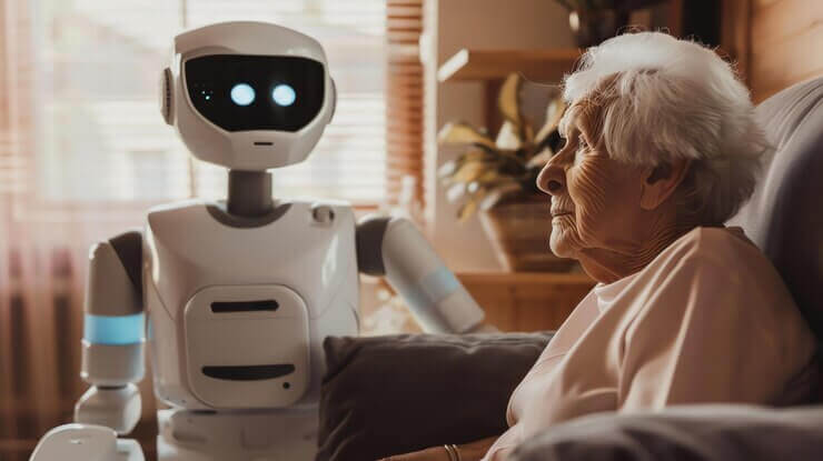 노인돌봄로봇과 cctv 조합.