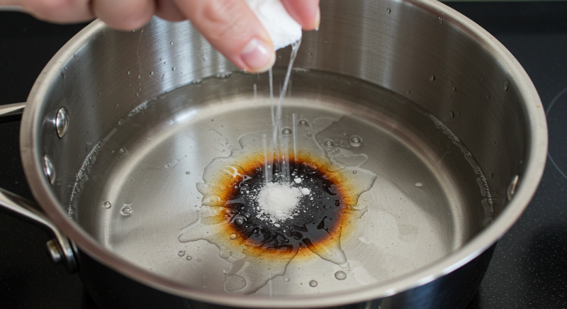 탄 냄비/프라이팬&amp;#44; 베이킹소다&amp;#44; 식초&amp;#44; 물