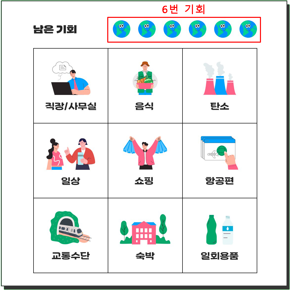 친환경 여행 빙고게임