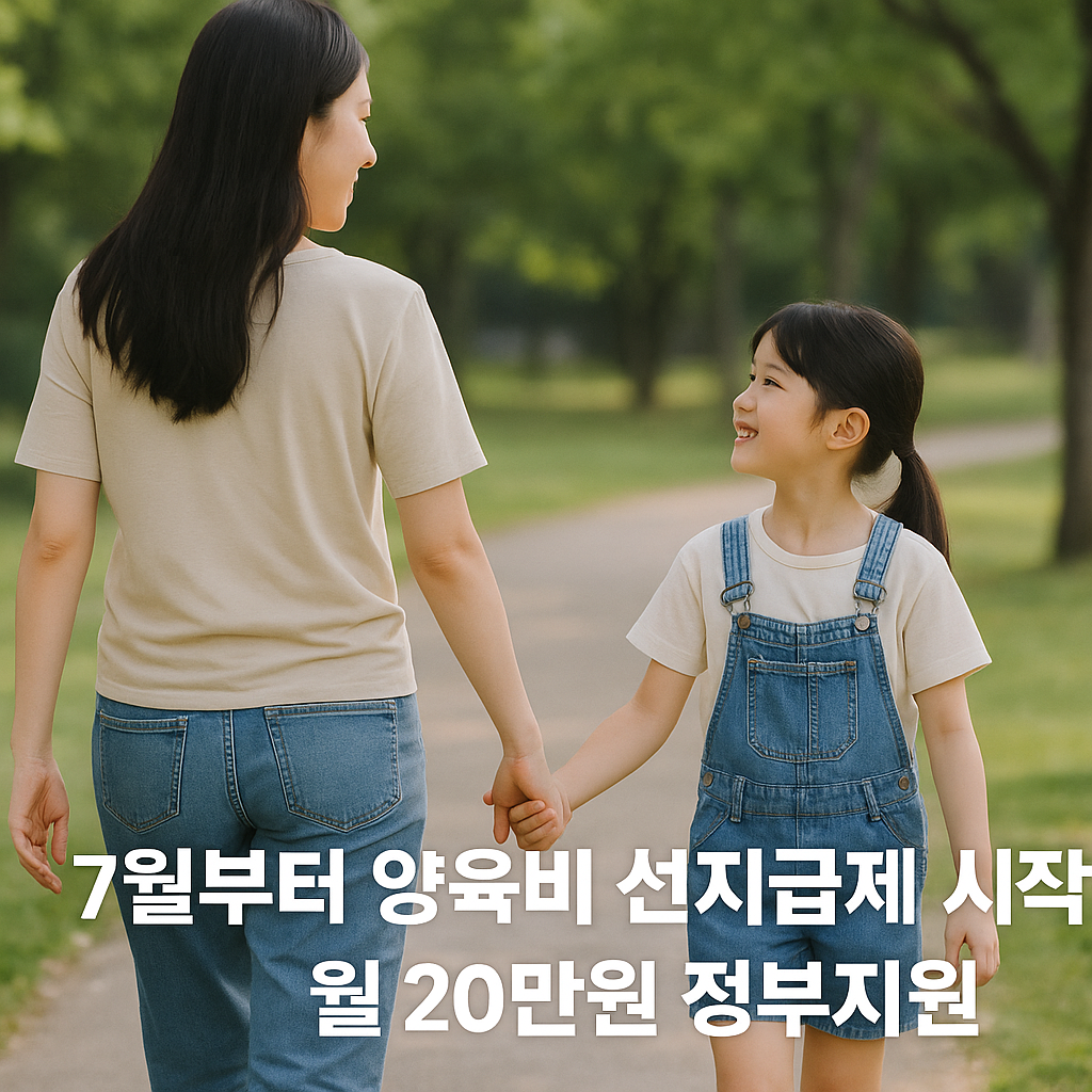양육비 선지급제 7월 시행-미지급 가정에 월 20만원 정부 지원, 함께 손잡고 공원길을 걷고 있는 모녀