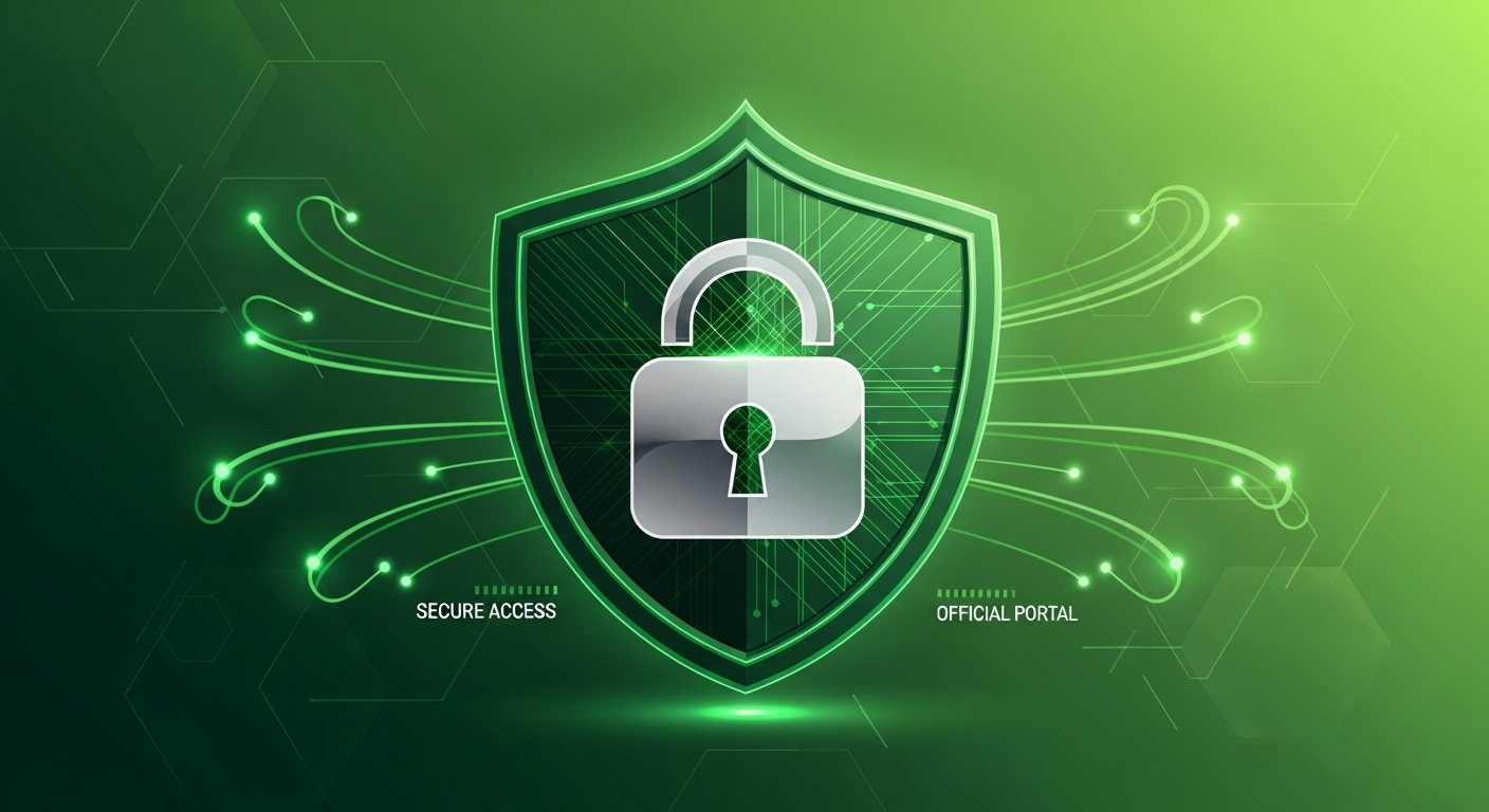 정부 공식 채널을 통한 채무 조회 및 개인 정보 보호를 상징하는 안전한 디지털 인터페이스와 자물쇠 아이콘. 보안과 신뢰를 강조합니다.