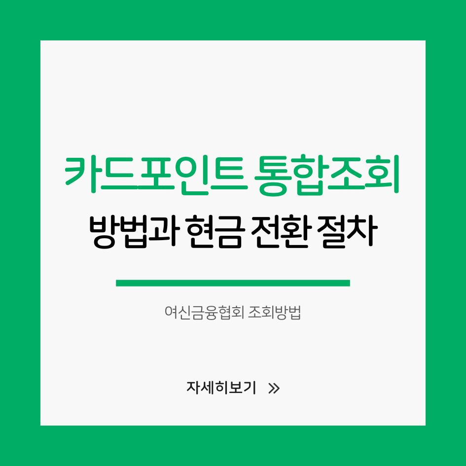카드포인트 통합조회 방법과 현금 전환 절차 총정리